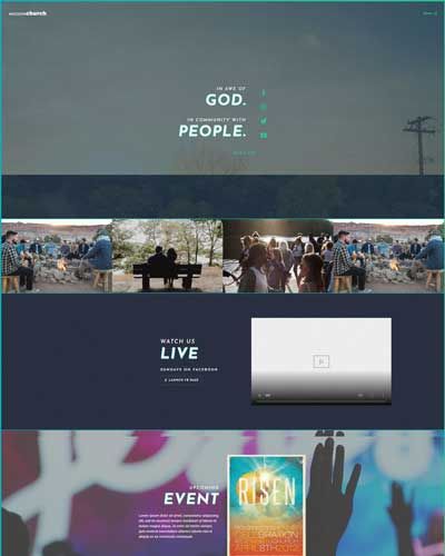 website hompage showing collage of pictures for Modern Church
